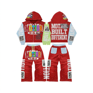 Ensemble de sweat-shirt à capuche zippé pour homme de qualité supérieure avec capuche double couche, sweat-shirt à fermeture éclair intégrale, pantalon de jogging ample et polaire épais - Product Image 3