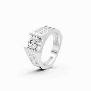 Bague élégante pour homme avec diamant de laboratoire rond, style solitaire, dotée d'un diamant de 1,81 carat |   En or jaune, blanc et rose 9 carats - Product Image 3