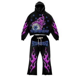 Custom Unisex French Terry Sweatsuit 100% Heavyweight Cotton Acid Wash Vintage Screen Print High Quality Oversized Hoodie - Product Image 4