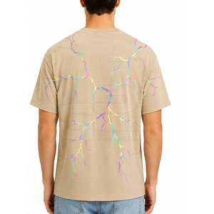Camiseta de Algodón Oversize Moderna para Hombre con Estampado Gráfico Reflectante, Top de Moda Inspirado para Atuendos Casuales Diarios - Product Image 4
