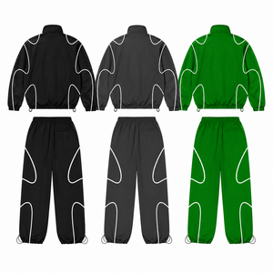 Factory Manufacture Men's 100% Nylon Drawstring Trouser and <b>Jacket</b> Reflective Lines Digital Logo <b>Vintage</b> Windbreaker Tracksuits - Product Image 6