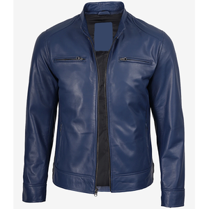 แจ็คเก็ตหนังวัวแท้สีน้ำเงินสุดฮิตปี 2026 สำหรับผู้ชาย คุณภาพสูง MOQ ต่ำ ไซส์ใหญ่ แฟชั่นฤดูหนาว แจ็คเก็ตอุ่น - Product Image 4