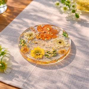 Real Dried Flower Resin Coaster Handmade Floral Coaster Gold Flakes Coaster Aesthetic <b>Gift</b> <b>for</b> <b>Her</b> <b>Unique</b> Home Decor - Product Image 4