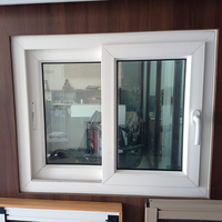 Ventanas y Puertas Abatibles Horizontales de PVC Estilo Americano Moderno con Doble Acristalamiento Templado para Casa/Villa