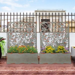 Set di 2 Fioriere Rialzate Decorative con Tralicci per Vasi e Fioriere - Product Image 5