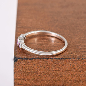 100% Natural Pink Sapphire Three Gemstone Minimalist Fine <b>Ring</b> 100% Pure Solid <b>925</b> Sterling <b>Silver</b> Band Dainty <b>Ring</b> Fine Jewelry - Product Image 3