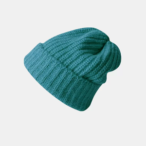 Bonnet en tricot rouge 100% acrylique unisexe, décontracté, chaud pour l'hiver, couleur unie, fait main pour adultes 56-58CM - Product Image 5