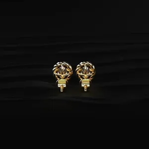 Boucles d'oreilles clous en diamant taille ovale avec monture torsadée en or jaune pour femme, certifiées IGI, clarté VVS-VS - Product Image 4