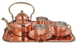 Bold Blossom Traditional Hand-Engraved Copper <b>Tea</b> <b>Set</b> 500ml Capacity Magnificent Antique Elegance Collectors Piece - Product Image 4
