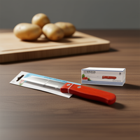 Cuchillo para Verduras de Acero Inoxidable de 17 cm con Mango de Madera, Acabado Satinado, Ambidiestro, Duradero, Apto para Lavavajillas, Herramienta de Cocina Moderna