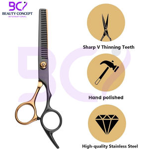 Tijeras de Peluquería Profesionales Antideslizantes de Alta Calidad, Color Negro y Dorado, Resistentes a la Oxidación, Servicio OEM ODM, 2026 - Product Image 3