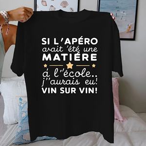 Apéritif vin T-shirt confortable en pur coton pour femme - Product Image 1