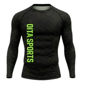 Ensemble de vêtements de sport pour homme, manches longues et leggings noirs, compression active pour l'entraînement, fitness, gym, sport, entraînement athlétique - Product Image 3