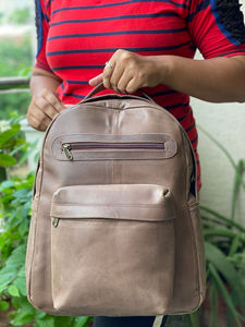 กระเป๋าเป้หนังสีน้ำตาลสไตล์วินเทจ, กระเป๋าเดินทางความจุขนาดใหญ่พร้อมซับในไนล่อนสำหรับผู้ชายผู้หญิงสำนักงานสไตล์ใหม่ - Product Image 3