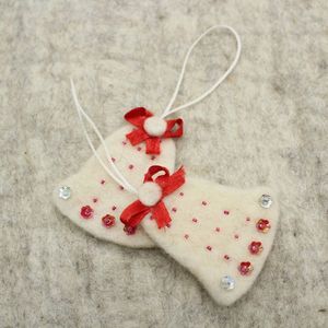 Handmade Felt Christmas Bell Ornaments With <b>Red</b> <b>Ribbon</b> And Rhinestones Indoor Decor Traditional Style - Product Image 2