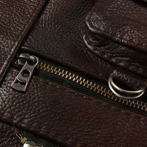 Men Genuine <b>Leather</b> Moto <b>Biker</b> <b>Vest</b> With Pockets Zipper Closure Autumn Winter Outer Wear - Product Image 4