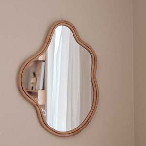 Miroir mural en rotin fait à la main, tendance, accessoires de décoration pour la maison, décoration intérieure écologique, miroirs ondulés - Product Image 6