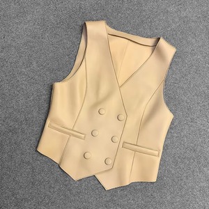 Chaleco de Cuero Genuino para Mujer, Impermeable, de Lona, Color Sólido, con Bolsillos, Estilo Urbano, Servicio OEM - Product Image 1