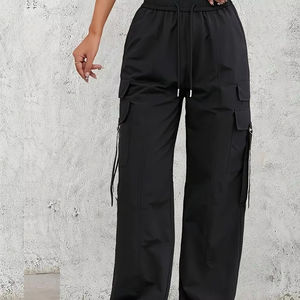 กางเกงขายส่งใหม่สำหรับผู้หญิง กางเกงลำลอง กางเกงเอวสูง มีกระเป๋า กางเกงคาร์โก้ ใส่สบาย - Product Image 5