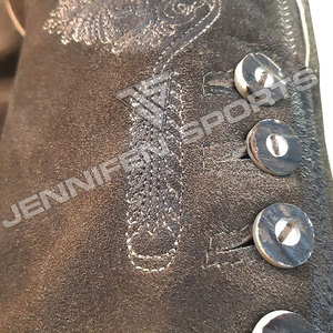 Lederhosen d'Oktoberfest pour hommes, style allemand, en cuir de vachette véritable et daim, style autrichien bavarois, taille mi-haute, grande taille - Product Image 4