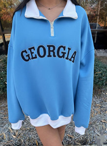 Sudadera Oversize Casual de Hombro Caído con Cuello Simulado y Media Cremallera, Bicolor, de Poliéster/Algodón, Ecológica, Bordada, para Invierno - Product Image 2