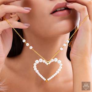 PRAO Colliers de perles délicates Conception de coeur creux Élégant et luxueux - Product Image 2