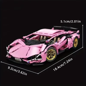 8600A 50 pièces Voiture de course supercar rose Modèle de blocs de construction DIY en plastique ABS Échelle 1:12 Cadeaux unisexes pour Halloween, Noël, anniversaire - Product Image 5
