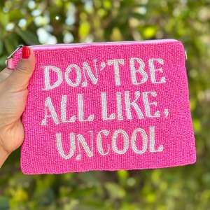 Beaded Quote Coin <b>Purse</b> Zipper Multicolor Statement Funny Text Custom Size Trendy Girls Handmade Clutch Motivational Gift - Product Image 4