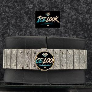 Reloj mecánico Ice Look con esfera cuadrada, correa con diamantes de imitación, reloj de pulsera con números romanos, joyería de moda - Product Image 2