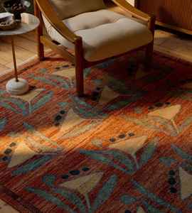 Tapis turc tissé à la main en laine/soie, motifs floraux, écologique, antidérapant, résistant à la saleté, adapté aux animaux domestiques, fin et plat - Product Image 2