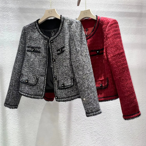 Abrigos de Moda para Mujer de Oficina 2025, Chaqueta Corta Negra y Roja para Mujer - Product Image 6