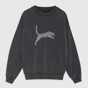 Sudadera de cuello redondo para mujer, de algodón y forro polar, con estampado de letras clásicas AB, estilo nicho norteamericano, para otoño e invierno - Product Image 4