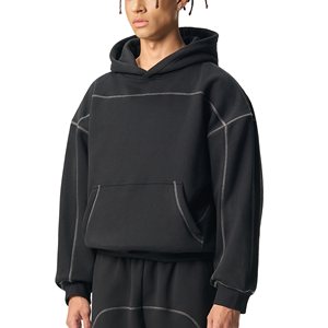 Premium Essential Contrast Stitched Hoodie Oversized <b>Drop</b> Shoulder Hooded Sweatshirt OEM ODM - Product Image 4