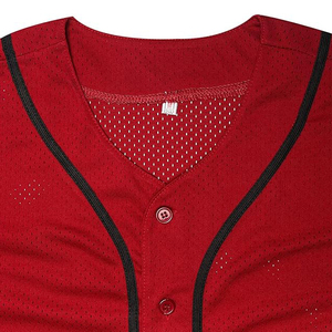 Maillot de baseball rouge pour homme, manches courtes, maille respirante, boutons sur le devant, coupe classique, vêtements de sport pour adultes - Product Image 5