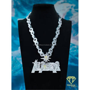 Wholesale <b>Custom</b> Letter Pendant <b>Necklace</b> Full Iced Cuban Link Hip Hop Jewelry Personalized <b>Name</b> Pendant Moissanite Gold Plated - Product Image 5