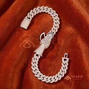 Bracelet Saint en or rose et moissanite, bracelet cubain serti de pierres, bijoux de luxe hip-hop pour homme et femme, cadeau - Product Image 3