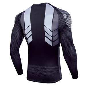 Haut de sport pour homme à manches longues, protection anti-UV, impression intégrale par sublimation, en spandex et polyester, séchage rapide, pour MMA, BJJ, gym, personnalisable. - Product Image 2
