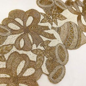 Handmade Oriental Fabric <b>Table</b> <b>Runner</b> Irregular Shape <b>Teal</b> Floral Design Luxury Style Ali Fashion Art AFA01 Mats Pads - Product Image 5