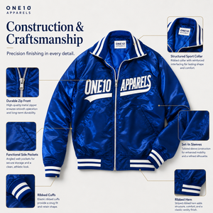 Chaqueta Varsity de Lana para Hombre con Logotipo Personalizado, Azul Satinado, con Estampado de Letras en la Parte Delantera, Cuello Camisero, Estilo Preppy, Bloques de Color - Product Image 5
