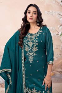 Dhwaja Export Vichitra Silk Readymade <b>Suit</b> with Coading Work - Product Image 6