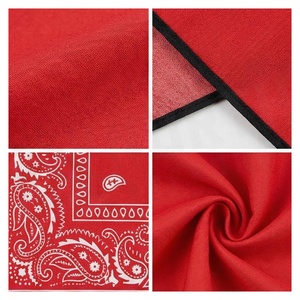 <b>Red</b> Square Bandana With White Paisley Print Polyester Multi-Functional Fashion Accessory Unisex All Seasons Casual Style - Product Image 4