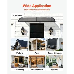 Tettoia per Porta d'Ingresso Esterna 38 X 78 Pollici con Staffa in ABS per Protezione da Pioggia, Neve e Sole, con Funzioni di Drenaggio - Product Image 6