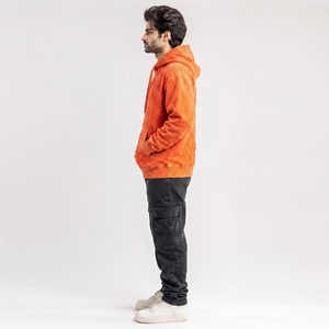 Washed Finish With Embroidered Design <b>Men</b> Distressed Embroidery Hoodies Premium Cotton Casual <b>Pullover</b> Sweatshirt Distressed - Product Image 2