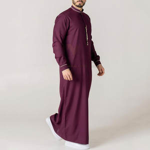 Kaftán Thobe Musulmán para Hombre, Ropa Formal Islámica de Manga Larga, Color Sólido Degradado, Moda 2026, Venta al Por Mayor - Product Image 6