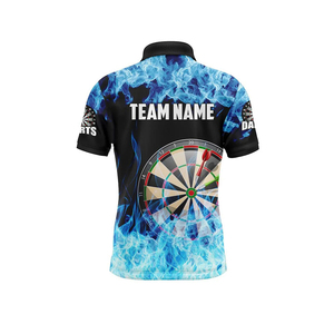 Polo de sport personnalisé haut de gamme pour homme, motif flamme bleue imprimé numériquement, manches courtes, maillot d'équipe - Product Image 2