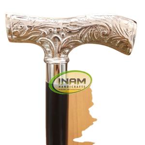 Canne à marche en bois pliable, 1 unité, style vintage sculpté à la main, avec poignée derière de styliste - Product Image 2