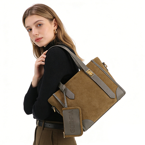 Nuevo Bolso de Mano para Mujer, Textura de Gamuza, Cuero PU, Viene con Cartera, Bolso de Marca de Diseñador - Product Image 1