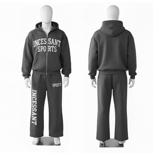 Conjunto Deportivo de Felpa con Logotipo Personalizado a Precio de Fábrica, Sudadera con Capucha y Pantalones Deportivos de 500 GSM, Ropa Deportiva Informal Holgada - Product Image 2