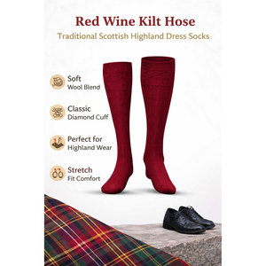 OEM Factory Mens Scottish Highland Kilt Hose <b>Socks</b> Traditional Wool Blend Long <b>Socks</b> Ribbed Design <b>Soft</b> Comfortable Fabric - Product Image 3