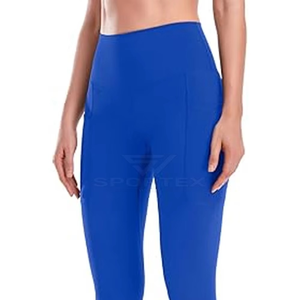 Leggings de yoga taille haute pleine longueur sans couture en Spandex et Nylon extensibles couleur unie pour femmes - Product Image 5